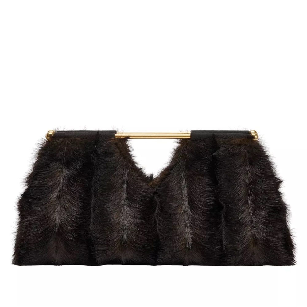 NWT ZARA FAUX FUR CLUTCH.